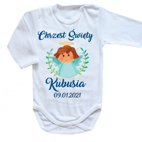 Body długi rękaw "Chrzest dla chłopca z imieniem" Moocha biały 