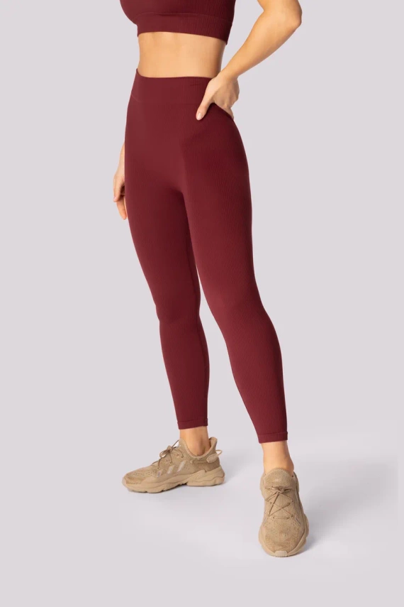 Legginsy damskie prążek Ribbed Mona burgund