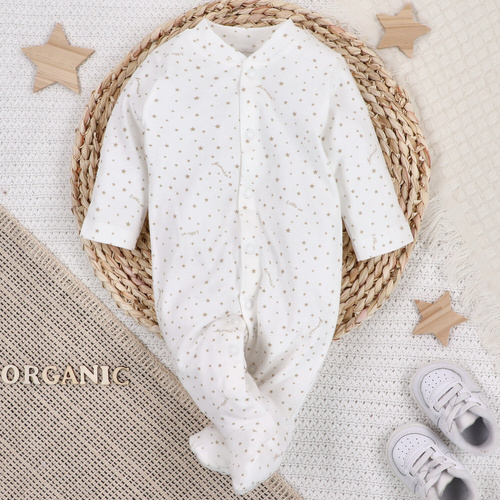 Pajacyk z bawełny organicznej Stars Nini ecru