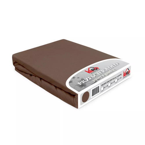 Constance prześcieradło jersey z gumką KARO - czekoladowy 030