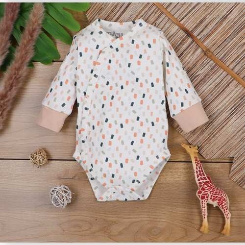 Body kopertowe z bawełny organicznej Kreski Nini kremowy