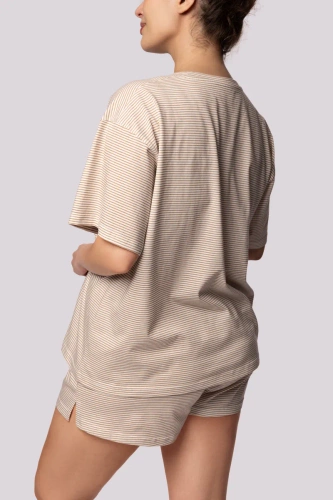 Piżama damska Stripe shortsleeve Mona ecru