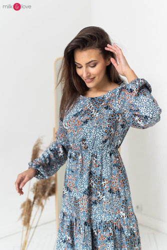 Sukienka ciążowa i do karmienia Lovely Dress Milk&Love granatowa w print