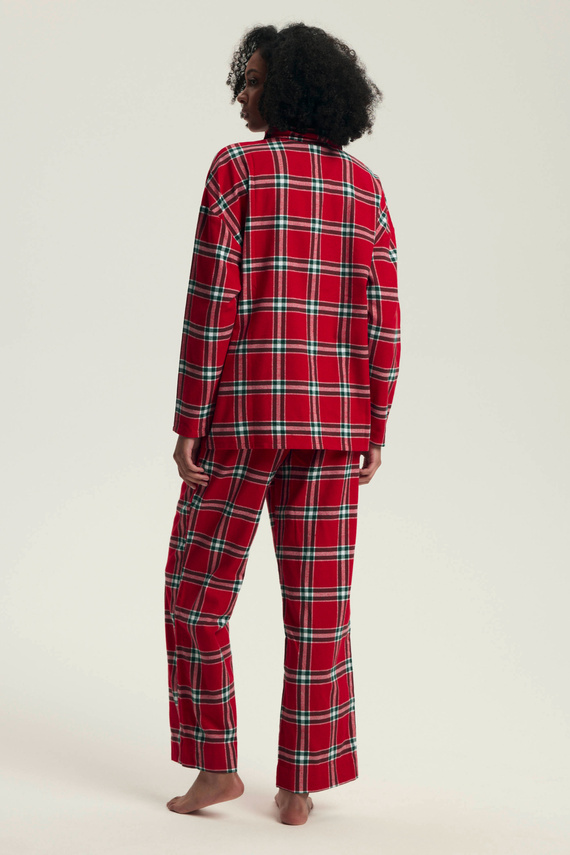 Henderson Dalisa 43716 – flanelowa piżama damska w czerwoną kratę, długa koszula