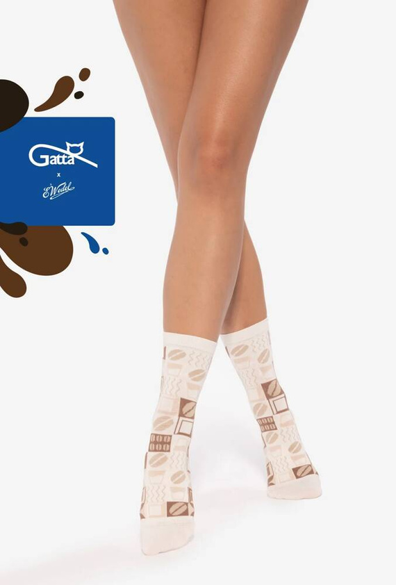 Skarpety unisex U04.WED Wedel Gatta - white choco 03/14E