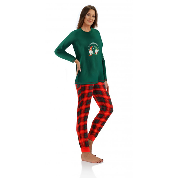 Piżama damska świąteczna 2576 Skrzat Sesto Senso zielony