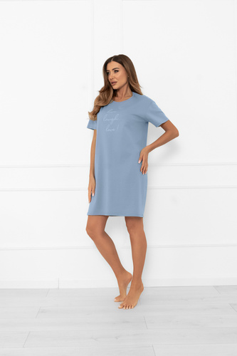 Koszula nocna Ksara – minimalizm i komfort w bawełnianym wydaniu Italian Fashion - stalowy