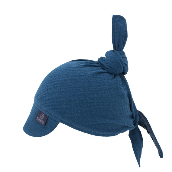 Chustka z daszkiem wiązana Cotton Muślin Makaszka teal 