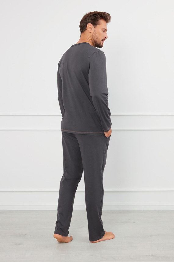 Piżama Męska długi rękaw, długie spodnie Salomon talian Fashion - grafitowy/miodowy