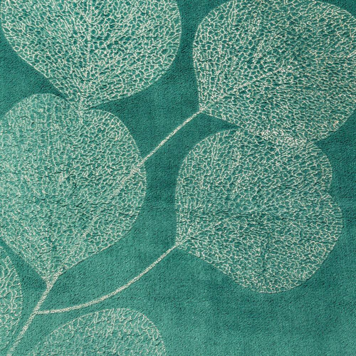 Koc narzuta z mikrofibry z błyszczącym nadrukiem liści Ginko 2 Eurofirany miodowy