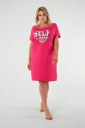 Koszula nocna z krótkim rękawem Selfie Italian Fashion - amarantowy