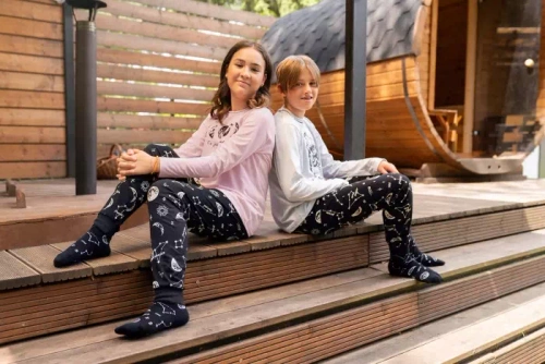 Piżama dla dziewczynki Umbra Italian Fashion- łososiowy/druk 