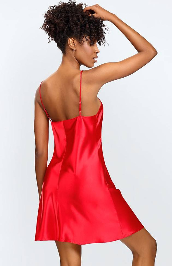 Halka satynowa Kamaria koszulka damska DKaren - czerwony