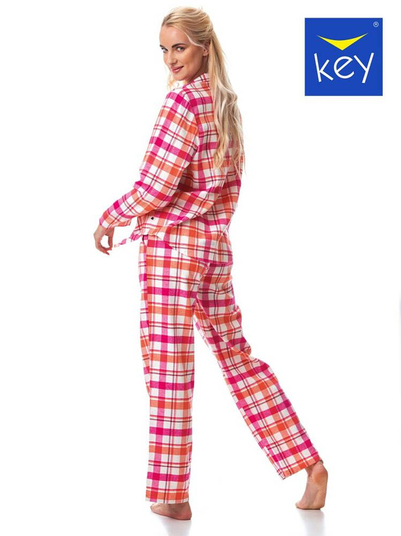 Rozpinana Piżama Damska LNS 437 Key - różowy/pomarańczowy
