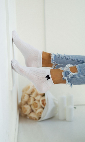 Milena 0859 – damskie stopki z kokardką na co dzień - biały 2