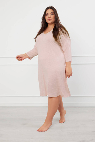 Koszula damska z rękawem 3/4 Puntini Italia Fashion - pudrowy róż 