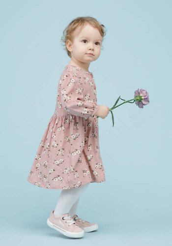 Sukienka z długim rękawem Tres Bien Pinokio - różowe kwiaty 