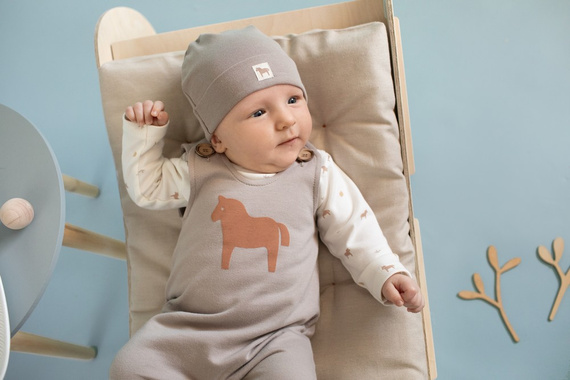 Ogrodniczki niemowlęce Wooden Pony Pinokio - beż