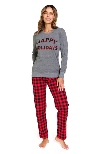 Doctor Nap 7343 – piżama damska bawełniana Dark Grey z nadrukiem