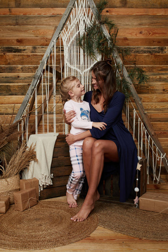 Szlafrok Damski Song Italian Fashion - granatowy