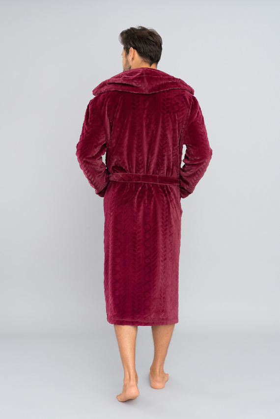 Szlafrok męski z kapturem Zygmunt Italian Fashion- bordowy