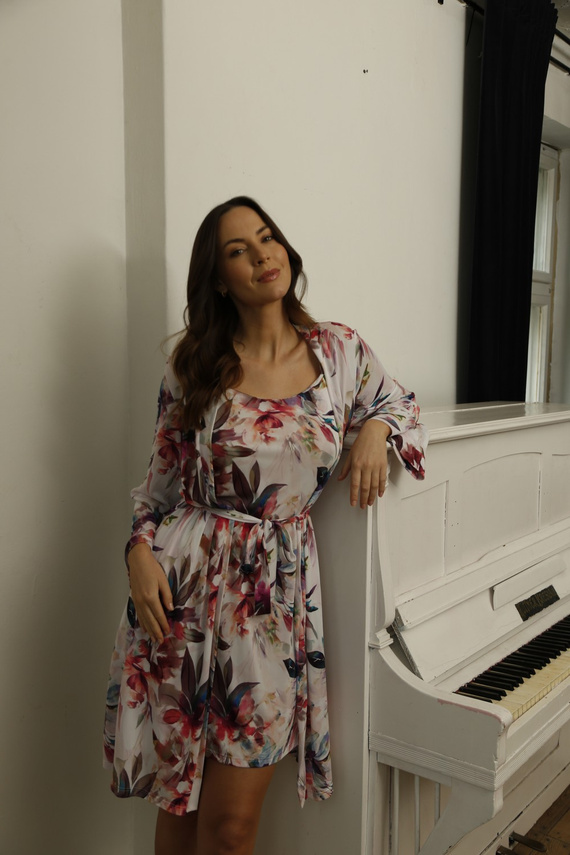 Szlafrok peniuar 86663 Larisa Mewa kwiaty