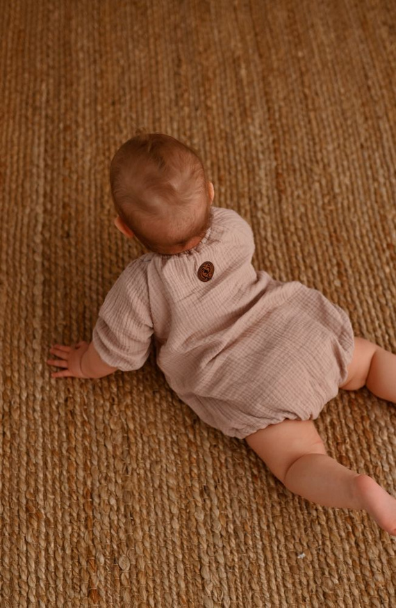 Body muślinowe niemowlęce długi rękaw Powder Pink Makaszka | Bawełna 100%