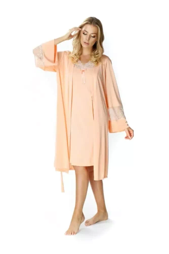 Szlafrok peniuar 86375 Paula Mewa morelowy 