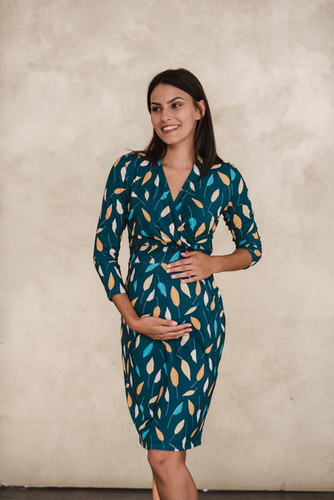 Sukienka ciążowa i do karmienia Grow with me Milk&Love turkus w listki