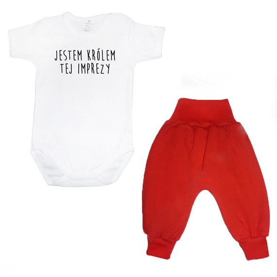 Zestaw body krótki rękaw+spodenki "Jestem królem tej imprezy" Moocha czarny