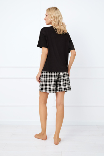 Piżama Damska krótki rękaw, spodenki Klara Italian Fashion - czarny/druk 