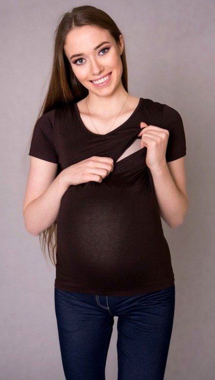 984 Bluzka ciążowa w serek do karmienia MIRACLE- bordowa