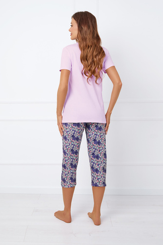 Piżama Damska i do karmienia krótki rękaw, 3/4 spodnie Carbonia Italian Fashion - różowy/druk 