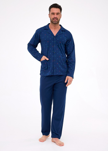 Rozpinana piżama męska 114/79 Cornette | Klasyka z kołnierzykiem i kieszeniami