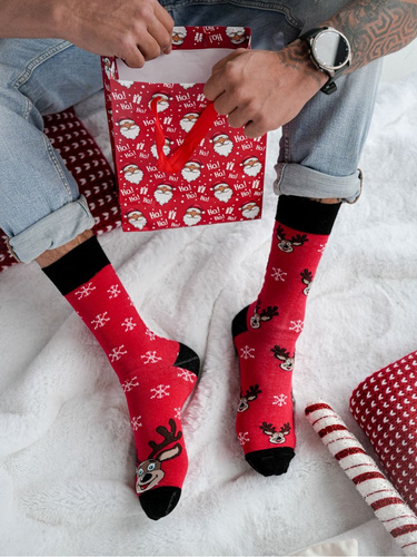Skarpety 1290.039 Świąteczne Renifery Milena – Dwie Różne Skarpetki