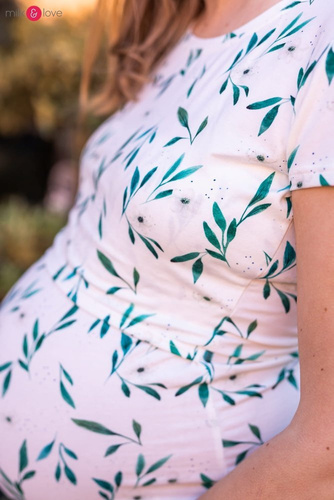 Milk Shirt bluzka do karmienia i ciążowa z krótkim rękawem  Milk&Love w listki