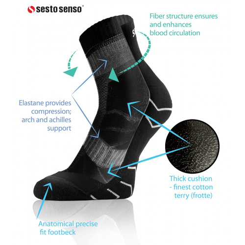 Socks Amz Skarpety sportowe uniwersalne frotte Sesto Senso czarny