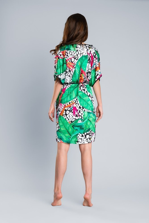 Szlafrok Damski Satynowy DORITA Italian Fashion- druk/zielony