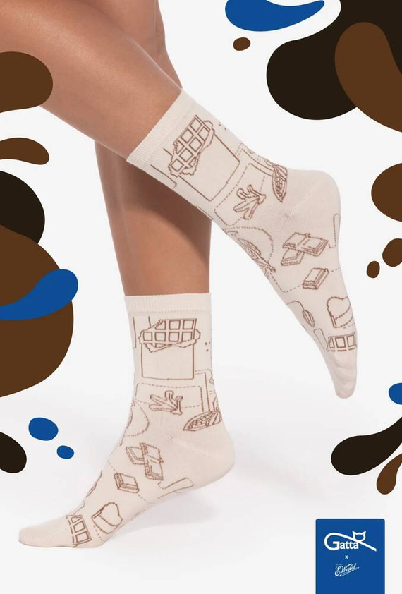 Skarpety unisex U04.WED Wedel Gatta - white choco 04/14E