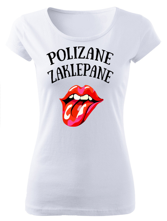 Koszulka damska "Walentynki polizane zaklepane" Moocha biały