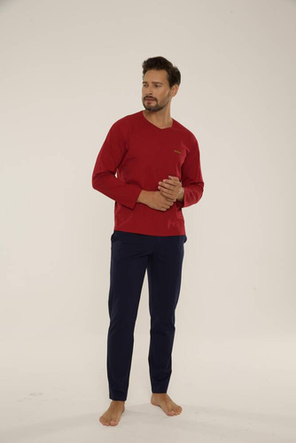 Piżama Męska 683 Kevin De Lafense - bordo- granat