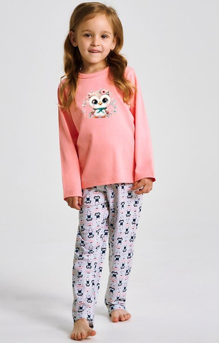 Taro Emma 3486, 3487 morelowa  –piżama dziewczęca, bawełna, kolorowy nadruk