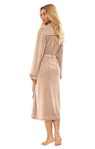 Długi Szlafrok Damski 2508 L&L - beżowy