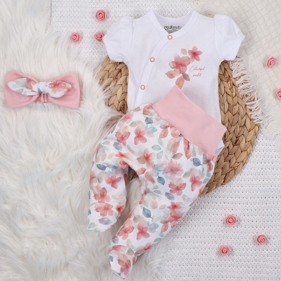 Opaska dla dziewczynki z bawełny organicznej Kolorowe kwiatki Nini