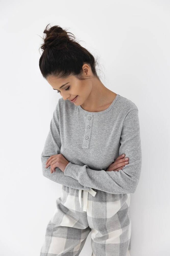 Piżama damska Vesper Sensis - szary-śmietankowy