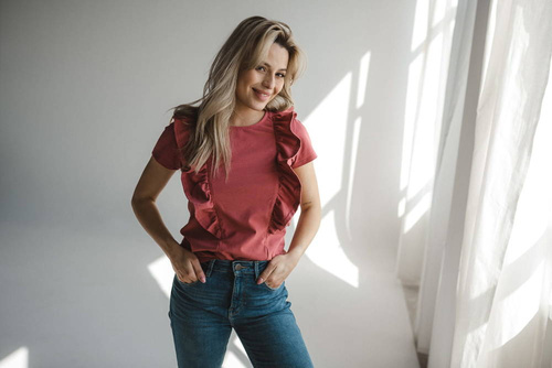 Bluzka do karmienia Milky Waves z krótkim rękawem Milk&Love dusty cedar