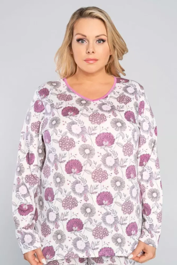 Piżama Damska długi rękaw, spodnie Lobelia Italian Fashion -