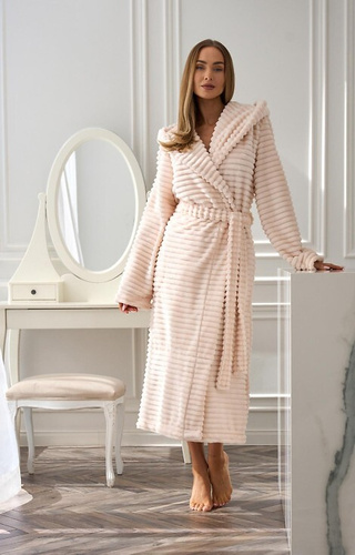 Długi Szlafrok Damski 2599 Robin L&L morelowy