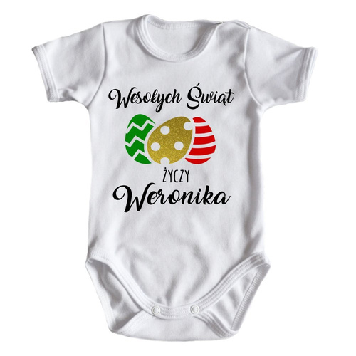 "Moja pierwsza Wielkanoc" body krótki rękaw Moocha białe