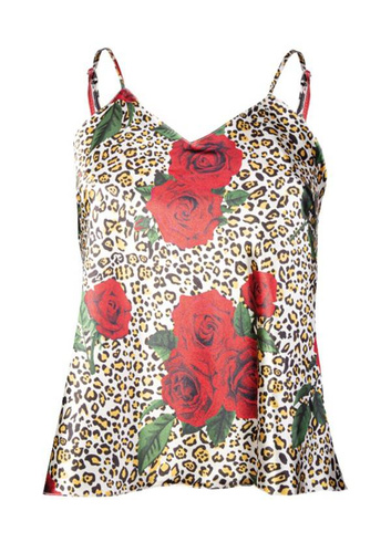 Top damski, wąskie ramiączko Flowers DK-TK DKaren - biały 002